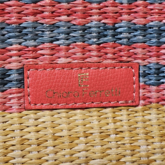 [Chiara-Ferretti] Italian Woven/ Coral Pink Soft Leather Satchel/Crossbody Bag - Picture 9 of 15